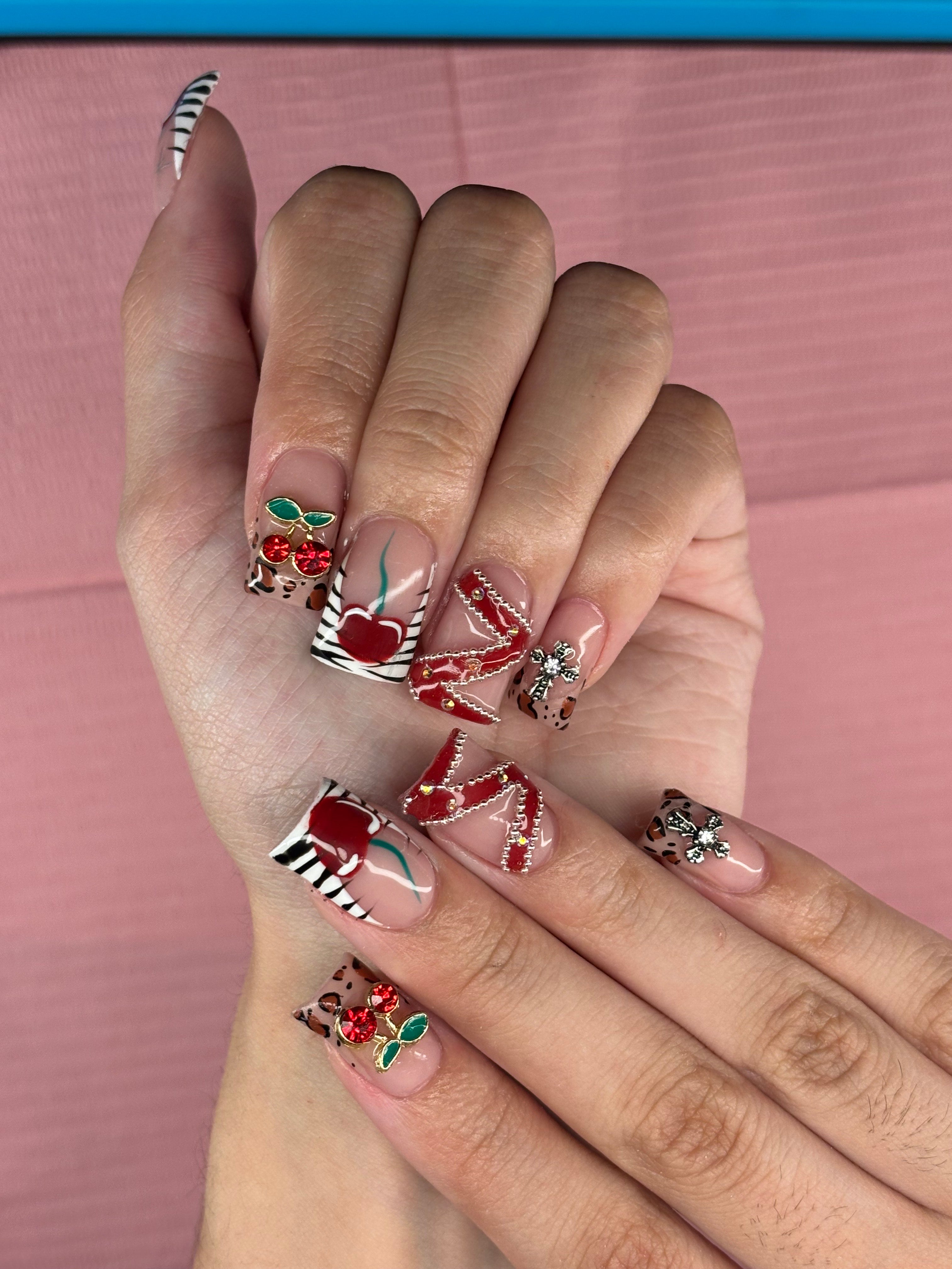 short cherry press on nails