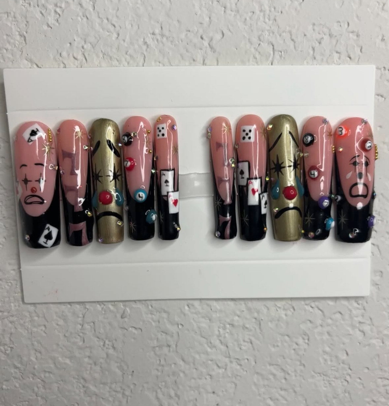 XXL casino clown press on nails