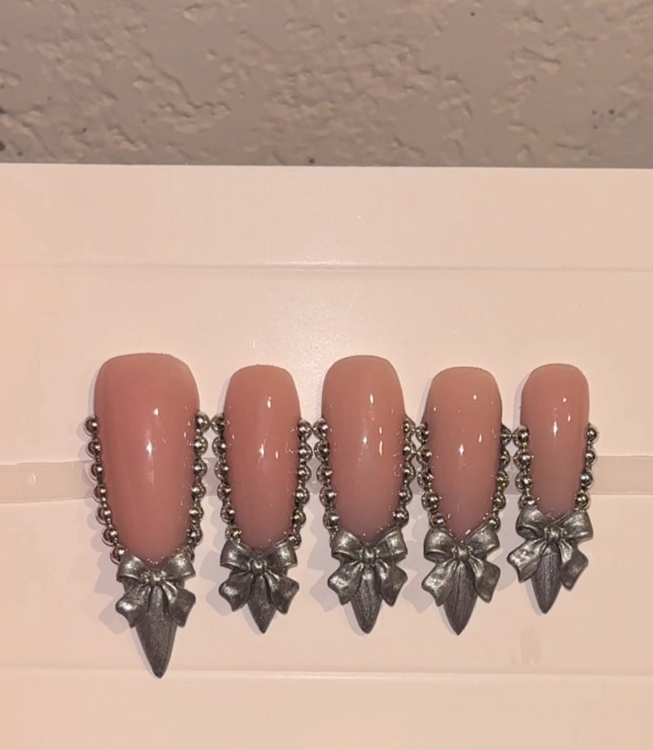 XXXL silver press on nails