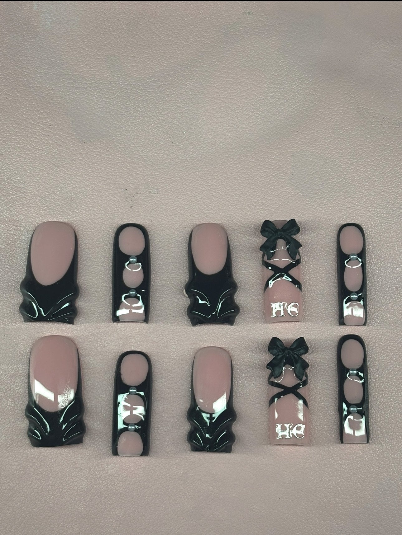 long black french tip press on nails