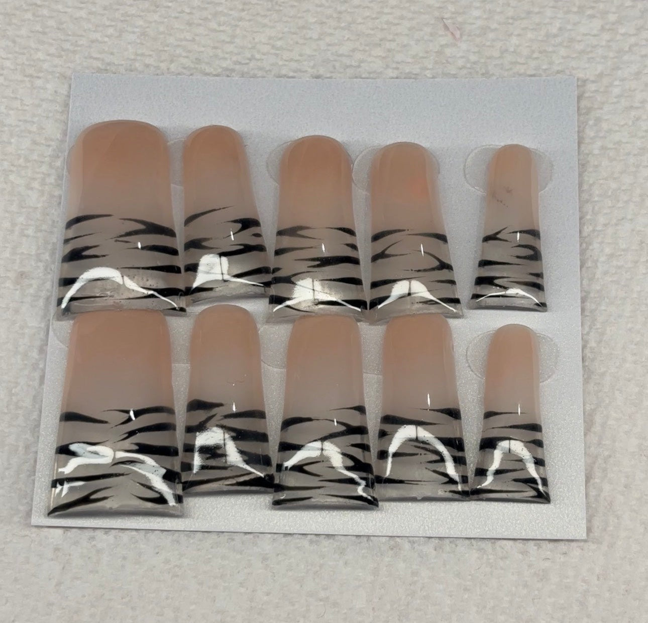 long zebra duck press on nails