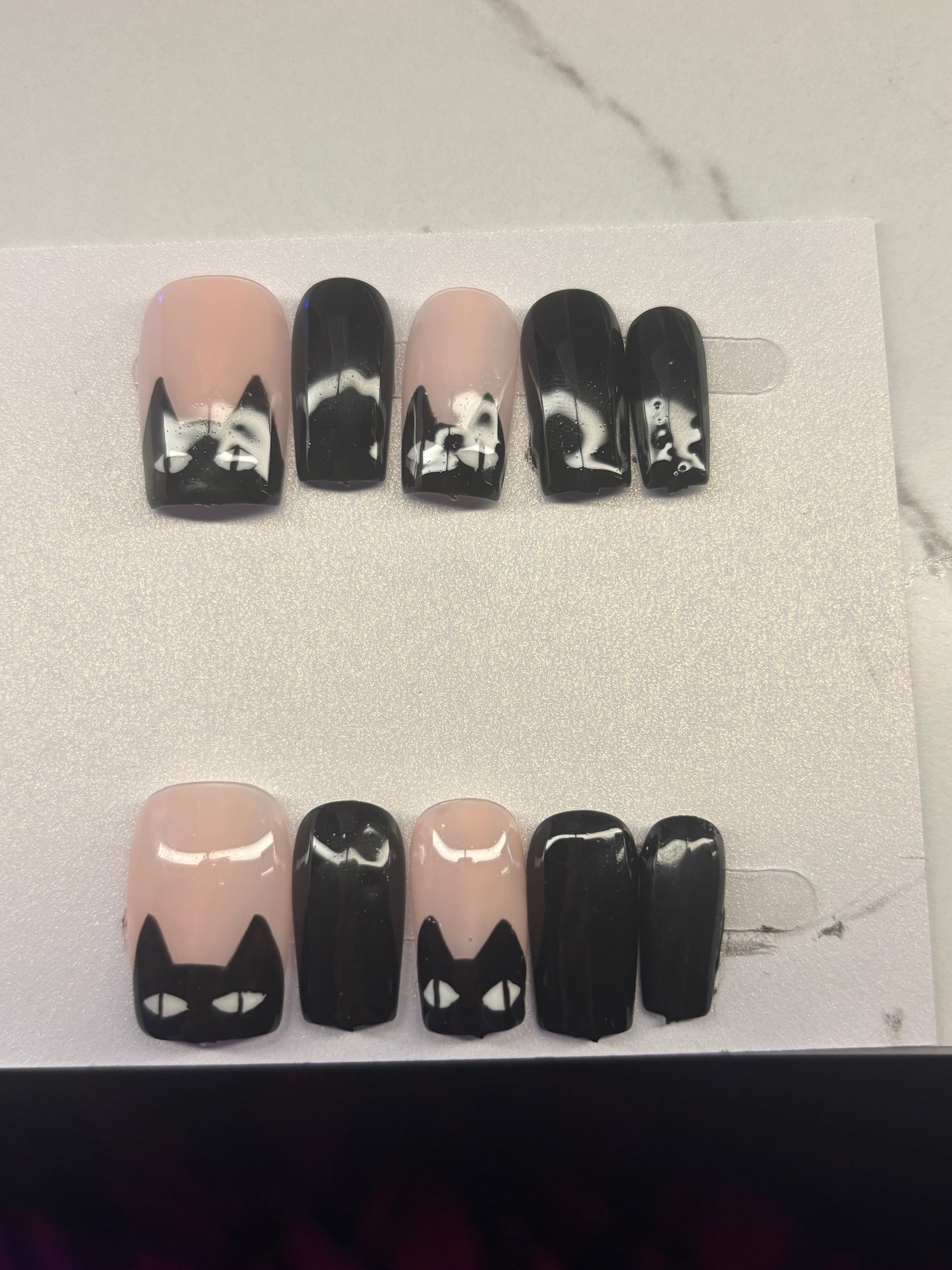 short black cat press on nails