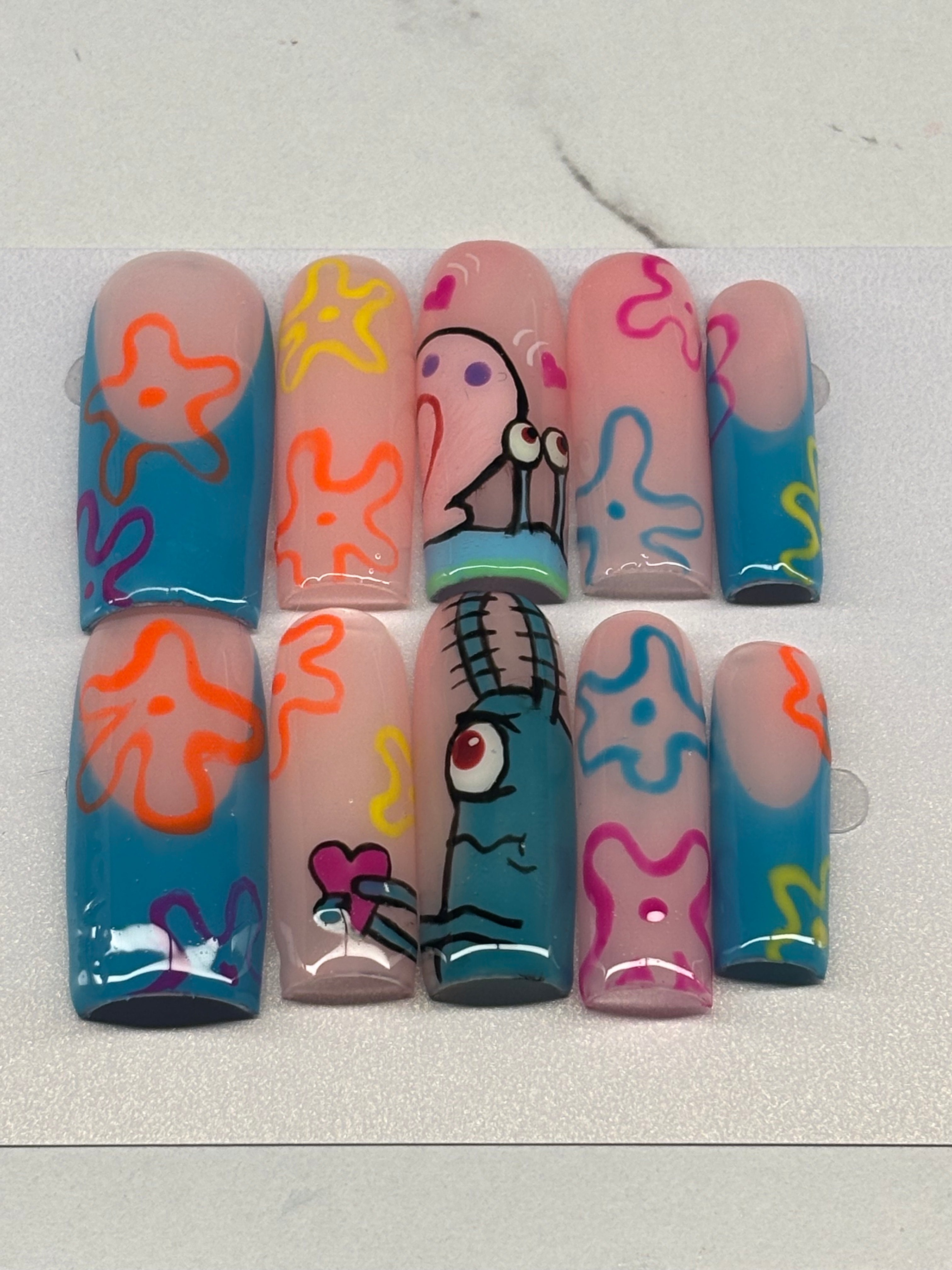 XL spongebob press on nails