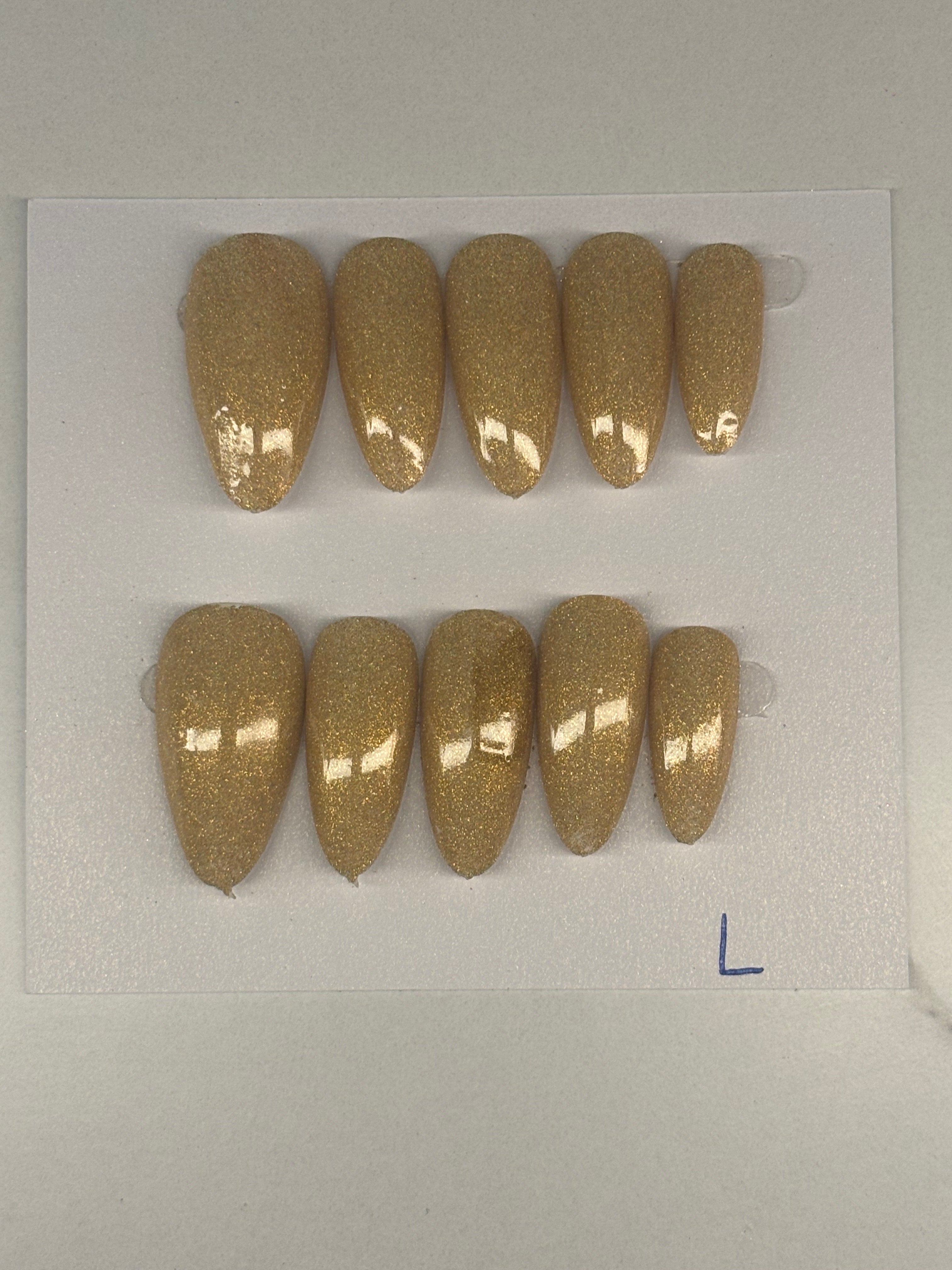 long gold chrome press on nails